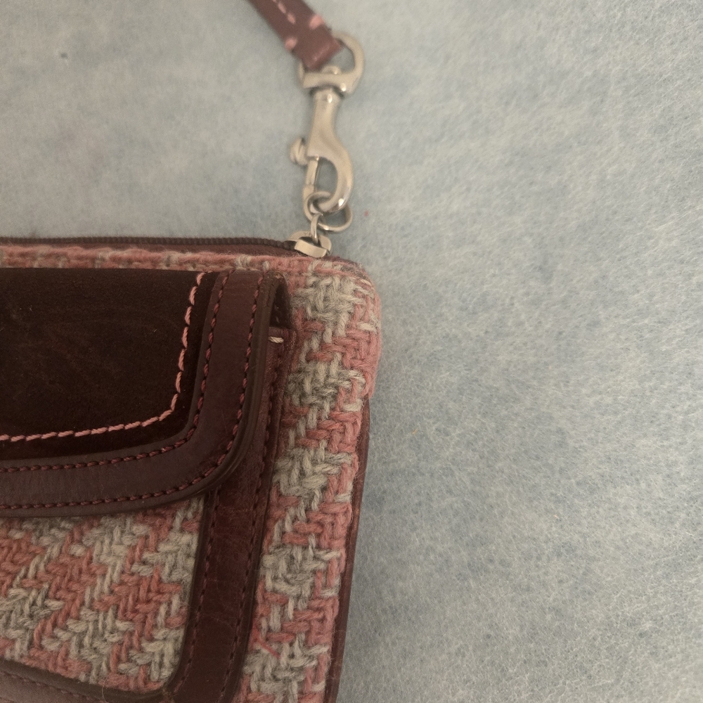 Coach Burgundy and Tweed Wristlet -used - Picture 4 of 16